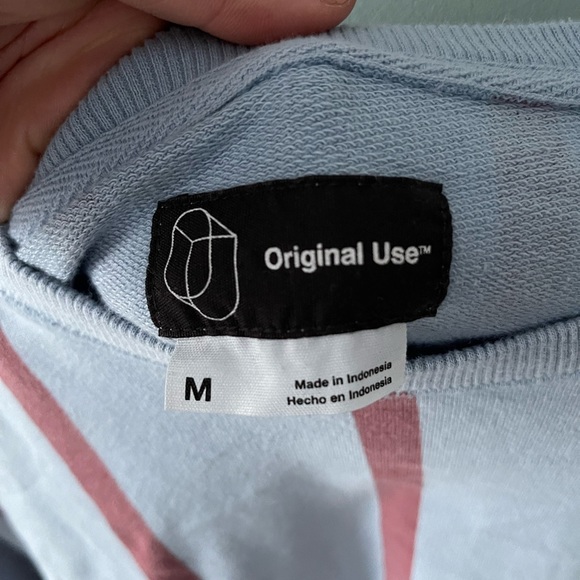 Casual Crewneck Sweater - Baby blue, stripped crewneck. - Picture 2 of 6